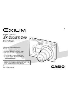 Casio Exilim EX Z 30 manual. Camera Instructions.